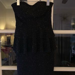 Sparkling black strapless dress